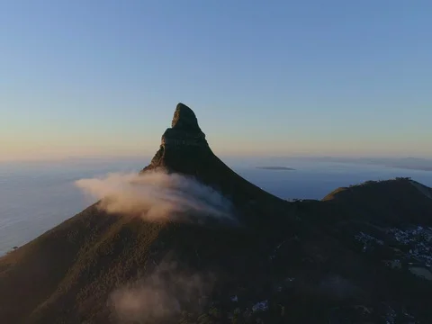 Cape Town Lion's Head at Sunset with Passing Clouds Stock Footage 79149244