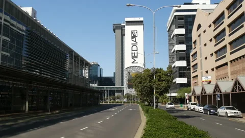 Cape Town pan middle of Walter Sisulu Avenue International Convention Centre Stock Footage 158601648