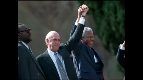 Cape Town, South Africa. July 1991. Nelson Mandela wins the elections. Stock Footage