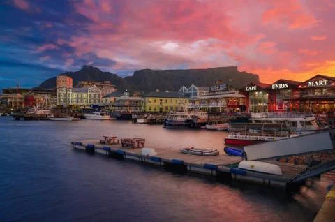 Cape Town &amp; Sunset Time Stock Photos