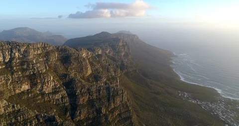 Cape Town, Table Mountain Twelve Apostles Aerial View Stock Footage 92049549