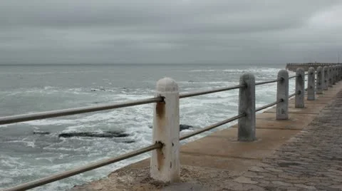 Cape Town, Three Anchor Bay Pier, Heavy Weather Stock Footage 10756683