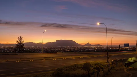 Cape Town Traffic Sunset Timelapse Stock Footage