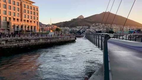 Cape Town V&amp;A Waterfront Bridge. Stock Footage 171613542