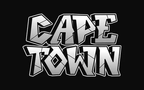 Cape Town word trippy psychedelic graffiti style letters. Vector hand drawn d Stock Illustration