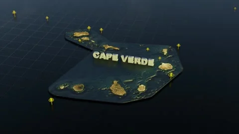 Cape Verde 3D Map With Animation Stock Footage 303182675