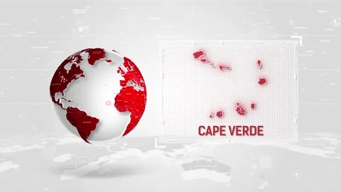 Cape Verde 4K Tech Map Beside Globe On White Background Stock Footage 338240408