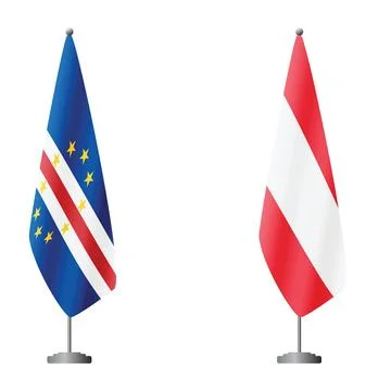 Cape Verde and Austria flags on flagpoles for official ceremonies and meetings Stock Illustration