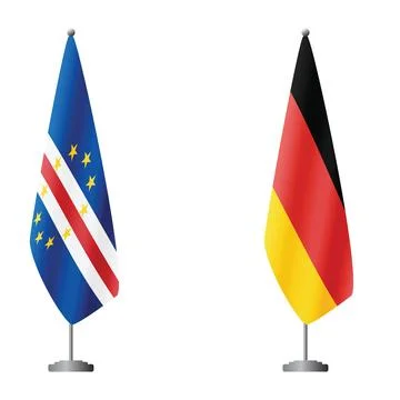 Cape Verde and Germany flags on flagpoles for official ceremonies and meetings Stock Illustration