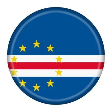 Cape Verde button flag white blue yellow 3d illustration Stock Illustration