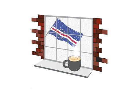 Cape Verde Coffee Rain Windows Fog Vector Illustration Stock Illustration