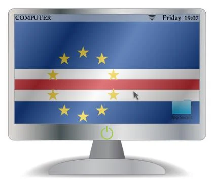 Cape Verde Computer Screen With On Button Stock Illustration