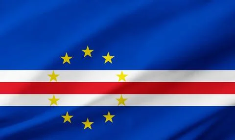 Cape Verde flag background with waving fabric texture 库存照片