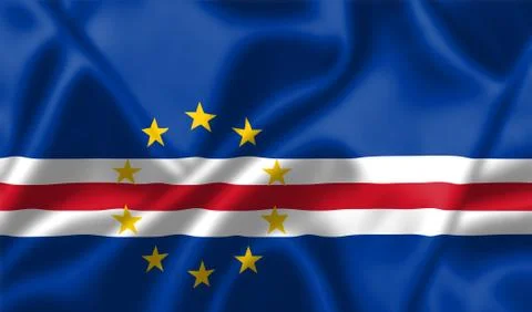 Cape verde flag blowing in the wind Stock Illustration