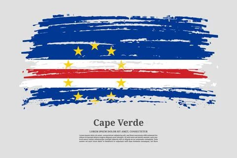 Cape Verde flag with brush stroke effect and information text poster, vector Illustrazione stock