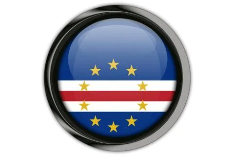 Cape Verde flag in the button pin Isolated on White Background Stock Photos