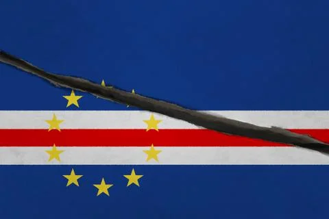Cape Verde flag cracked Stock Illustration