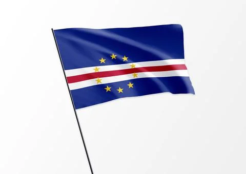 Cape Verde flag flying high in the isolated background Cape Verde independen Illustrazione stock