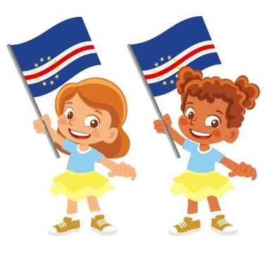 Cape Verde flag in hand set Stock Illustration