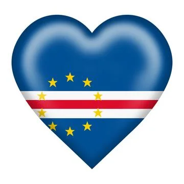 Cape Verde flag heart button with clipping path 3d illustration Illustrazione stock