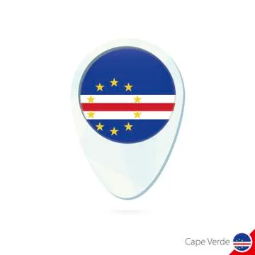 Cape Verde flag location map pin icon on white background. Stock Illustration