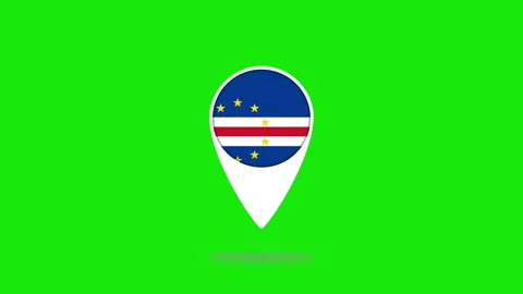 Cape verde flag location pin bouncing on green screen Stock Footage 329683643