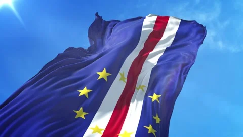 Cape Verde Flag Low Angle View Stock Footage 295744605