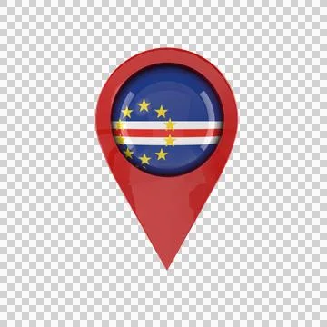 Cape Verde Flag Map Pin 3D Icon on Transparent Background Stock Illustration