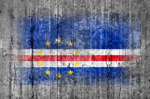 Cape Verde flag painted on background texture gray concrete Stock Photos