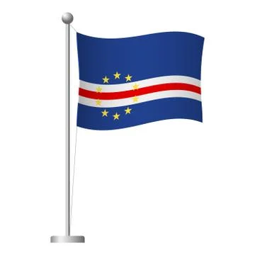 Cape Verde flag on pole icon Stock Illustration