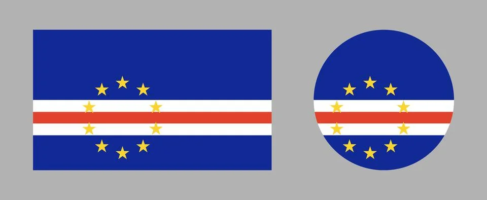 Cape Verde flag rectangular, round icons. National sign template. Circular Stock Illustration