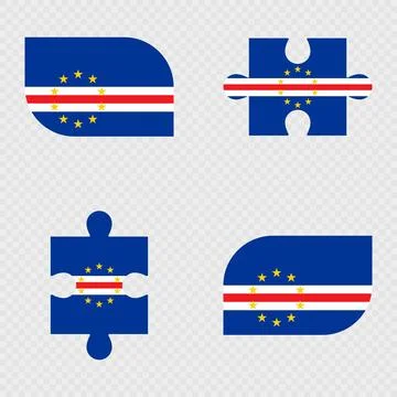 Cape Verde Flag Rounded Shapes and Puzzle Set. Illustrazione stock