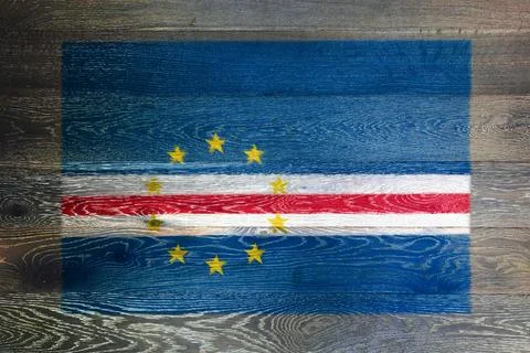 Cape Verde flag on rustic old wood Stock Illustration