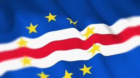 Cape Verde Flag Seamless Loop 4k 60fps on Sky Background Stock Footage 340347457