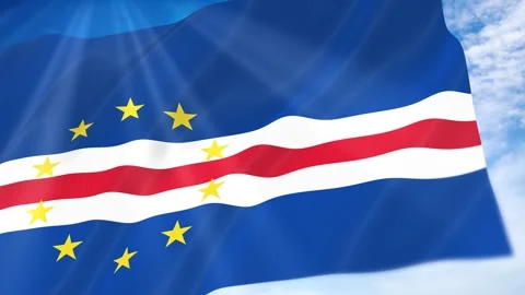 Cape Verde Flag Seamless Loop 4k 60fps on Sky Background Stock Footage 341671611