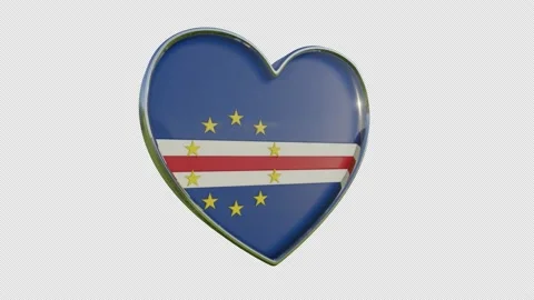 Cape Verde Flag in the Shape of 3D Heart. Video stock 139038378