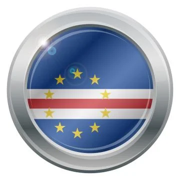 Cape Verde Flag Silver Icon Stock Illustration