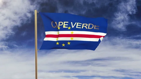 Cape Verde flag with title waving in the wind. Looping sun rises style Stock Footage 48878758