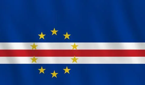 Cape Verde flag with waving effect, official proportion. Stock Illustration