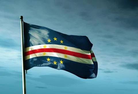 Cape verde flag waving in the evening Stock Illustration