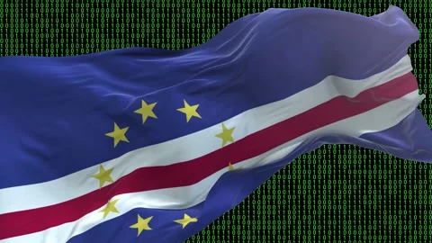 Cape Verde flag - Waving flag on matrix binary code background Stock Footage 321420976