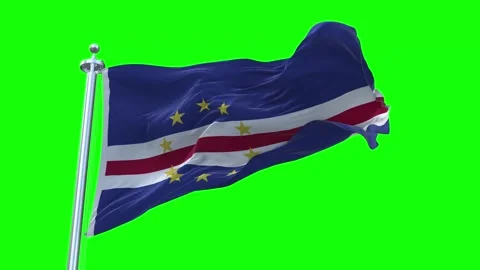 Cape Verde Flag Waving in Loopable and Textured green screen background Stock Footage 296876530