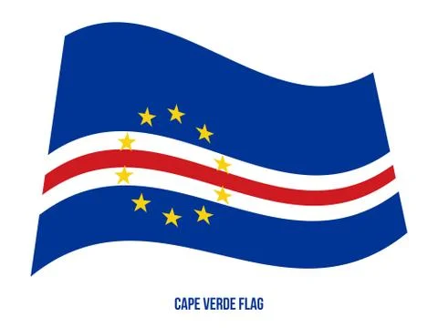 Cape Verde Flag Waving Vector Illustration on White Background. Stock Illustration