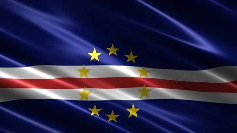 Cape Verde flag waving in the wind Stockbeeldmateriaal 348685007