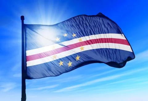 Cape verde flag waving on the wind Stock Illustration