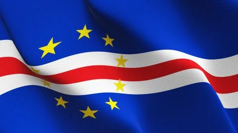 Cape Verde flag waving on wind. Stock Illustration