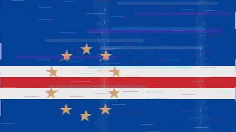 Cape Verde Glitch Flag Vector - RGB Split Digital Video Frame Design Illustrazione stock