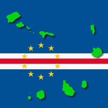 Cape Verde Islands flag map on background 3d illustration with clipping path Stock Illustration