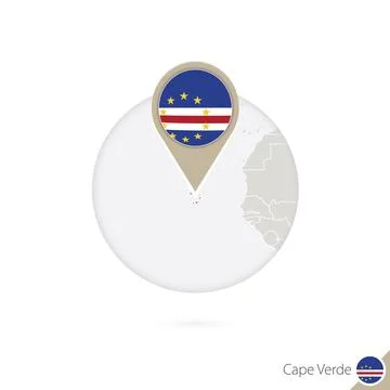 Cape Verde map and flag in circle. Stock Illustration