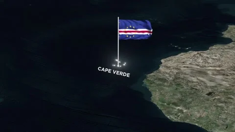 Cape Verde Map Animation, Waving of National Flag, Glowing Border on World Map 库存影片 334131840